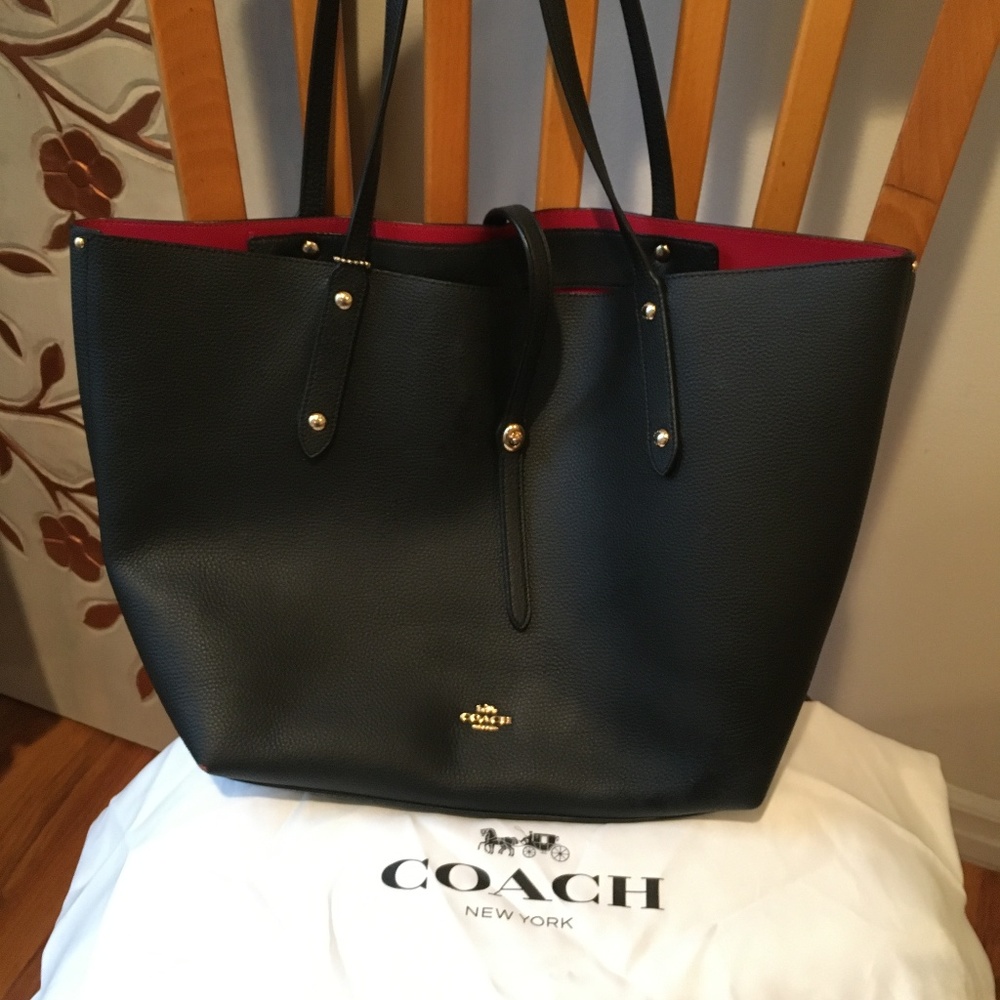 COACH Market Place Tote Bag w/ Red Inside
